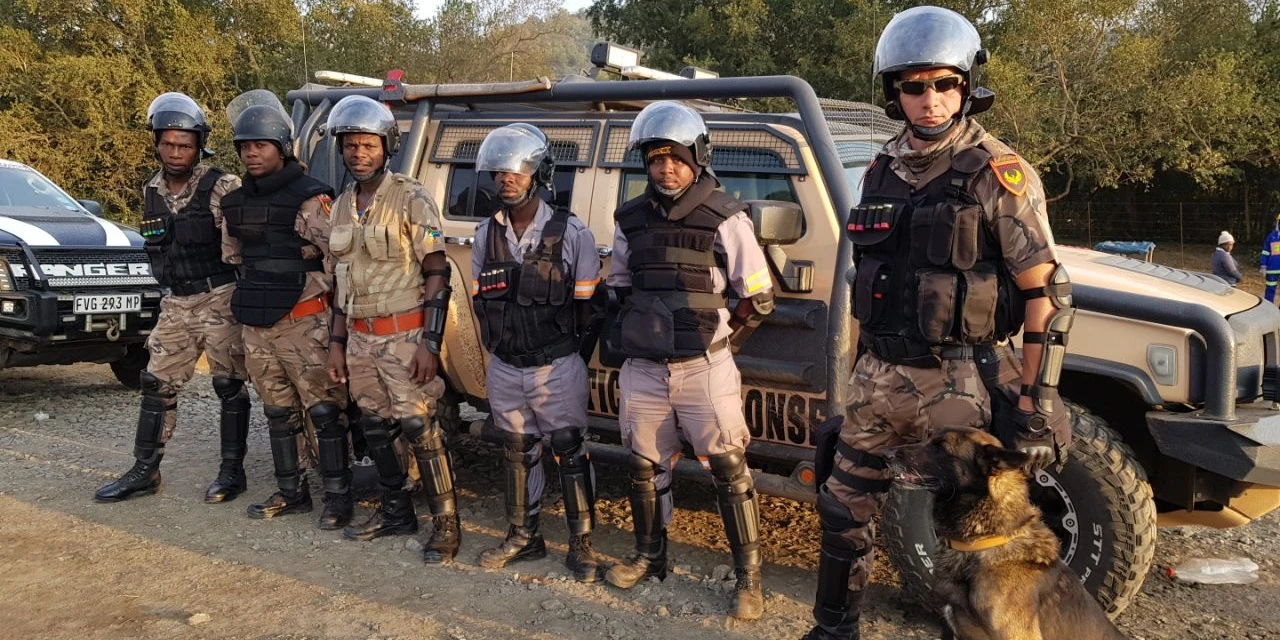 Tactical team with K9 lineup